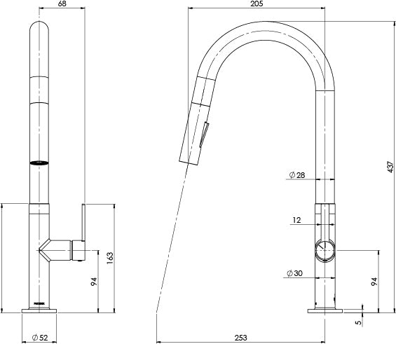 Lexi MKII Pull Out Sink Mixer 200mm