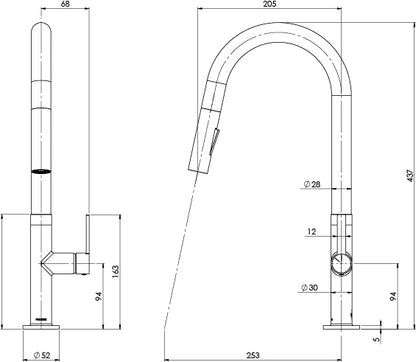 Lexi MKII Pull Out Sink Mixer 200mm
