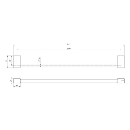 Lexi MKII Single Towel Rail 600mm