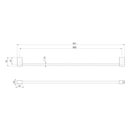 Lexi MKII Single Towel Rail 800mm