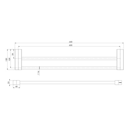 Lexi MKII Double Towel Rail 600mm