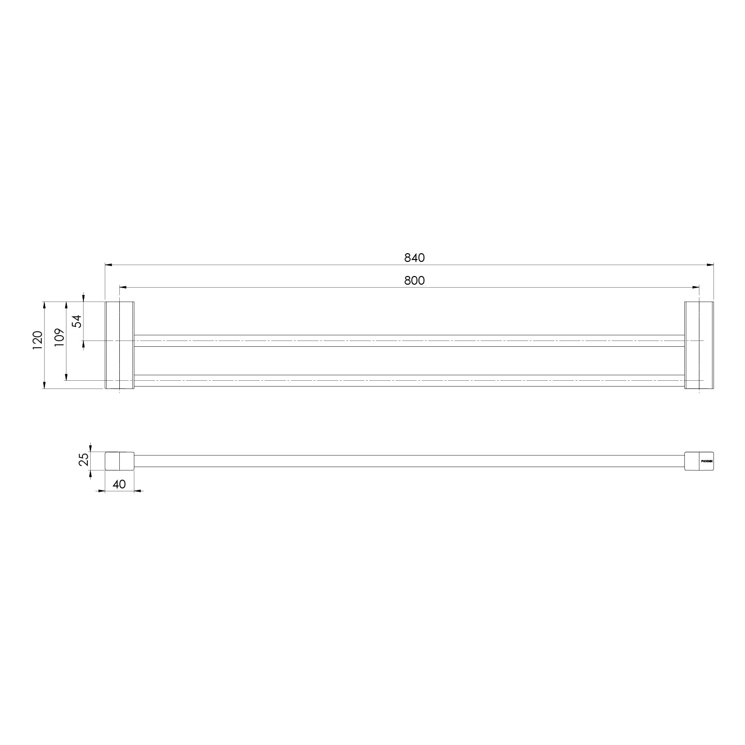 Lexi MKII Double Towel Rail 800mm
