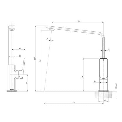 Enviro316 Sink Mixer 240mm Squareline