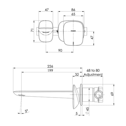 Nuage Wall Basin / Bath Mixer Set 200mm