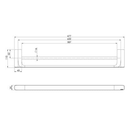 Nuage Double Towel Rail 600mm