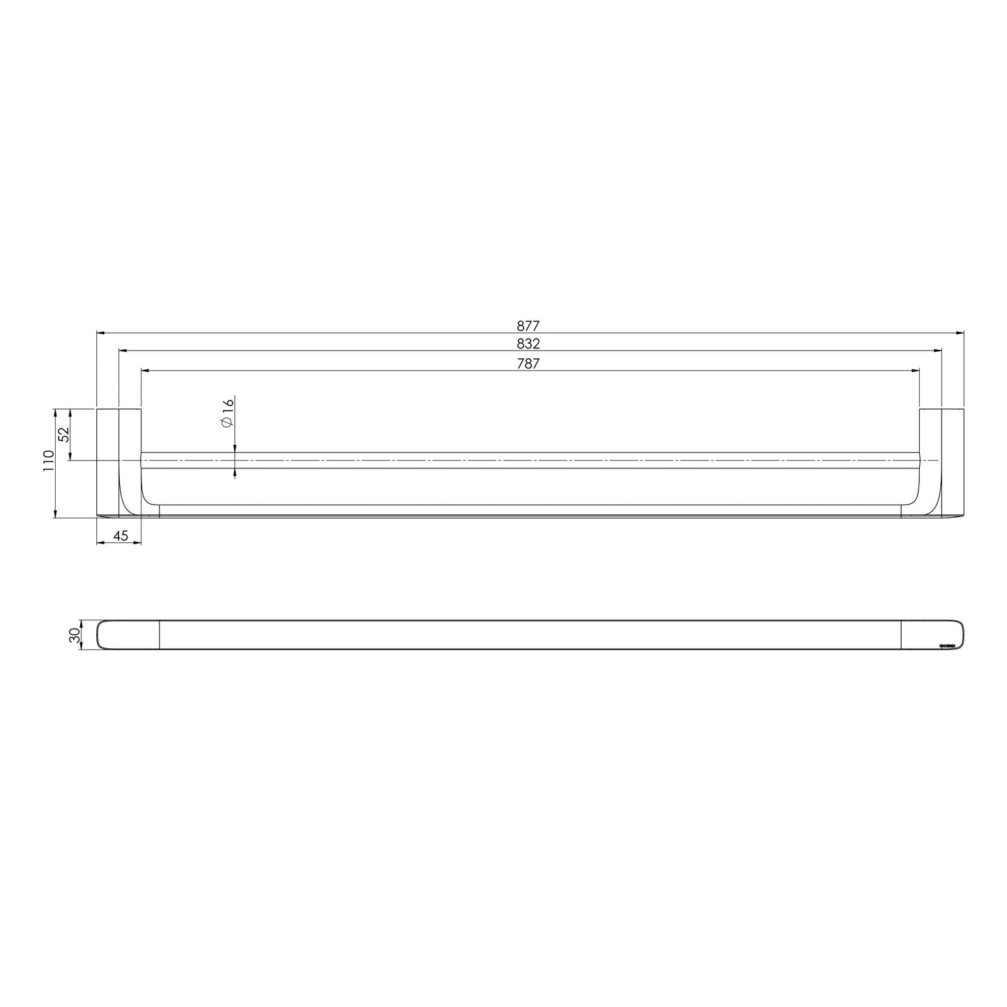 Nuage Double Towel Rail 800mm