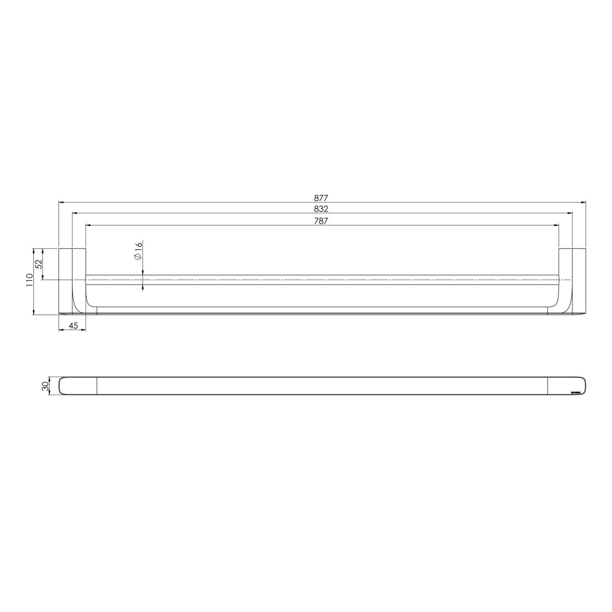 Nuage Double Towel Rail 800mm