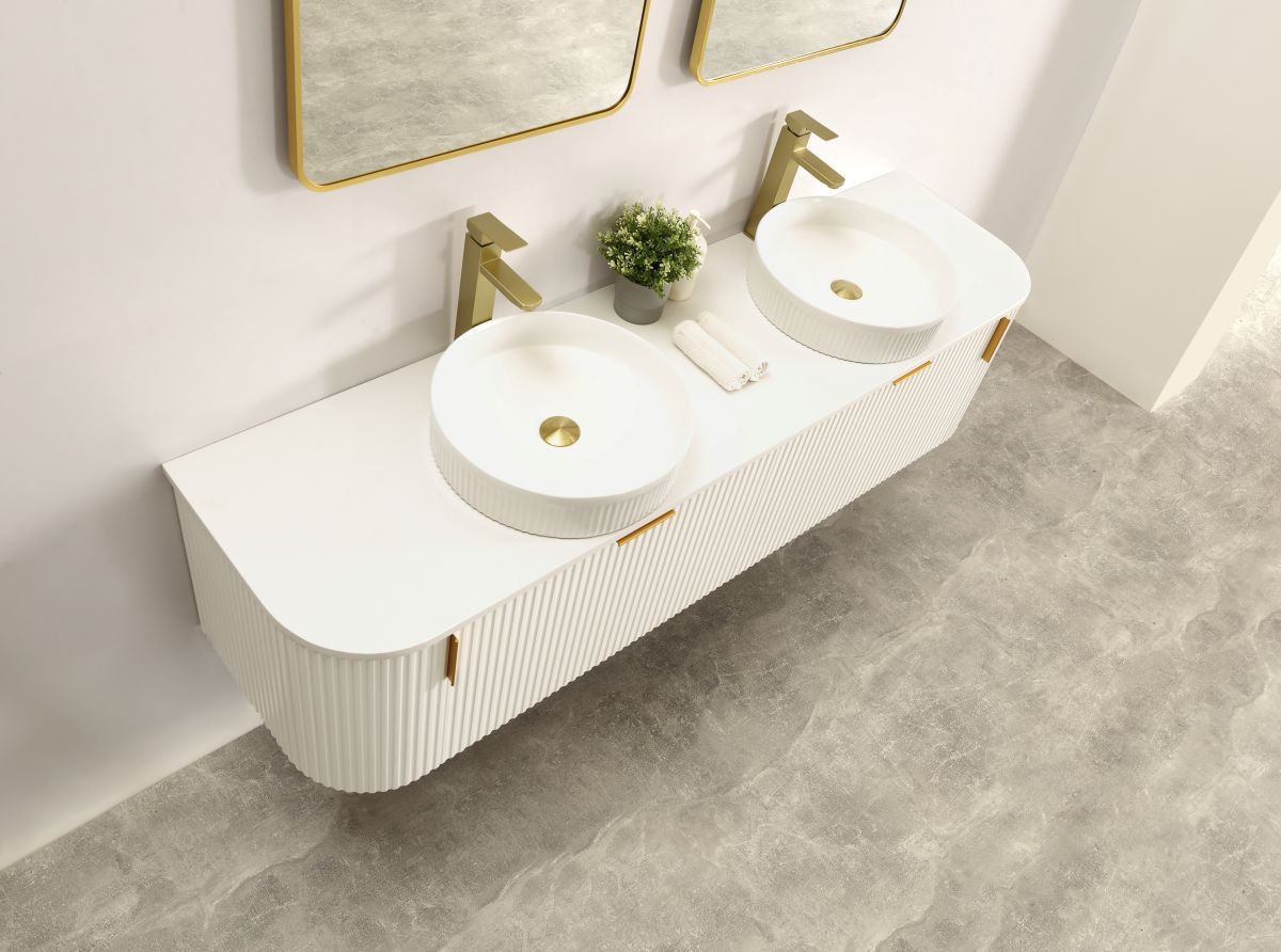 Carysil Forma 1800MM Wall Hung White Side Drawer Vanities