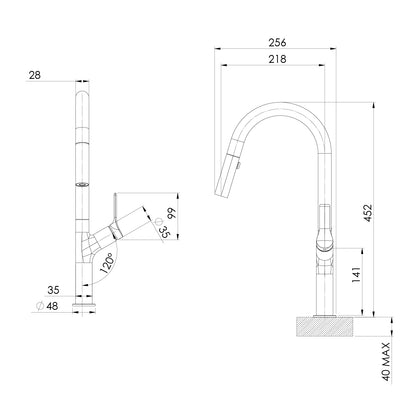 Linq Pull Out Sink Mixer 316 SS 220mm