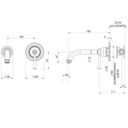 Cromford SwitchMix Wall Basin / Bath Mixer Set