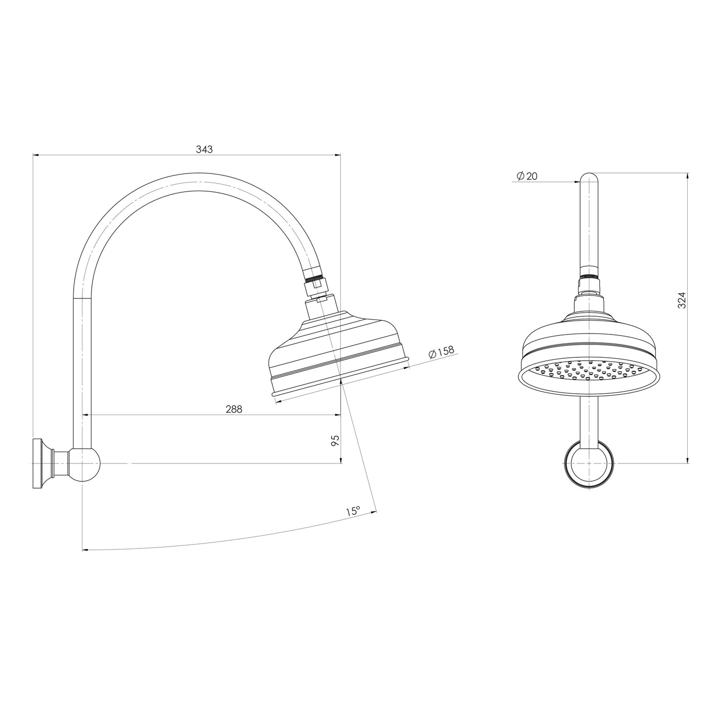 Cromford High-Rise Shower Arm & Rose