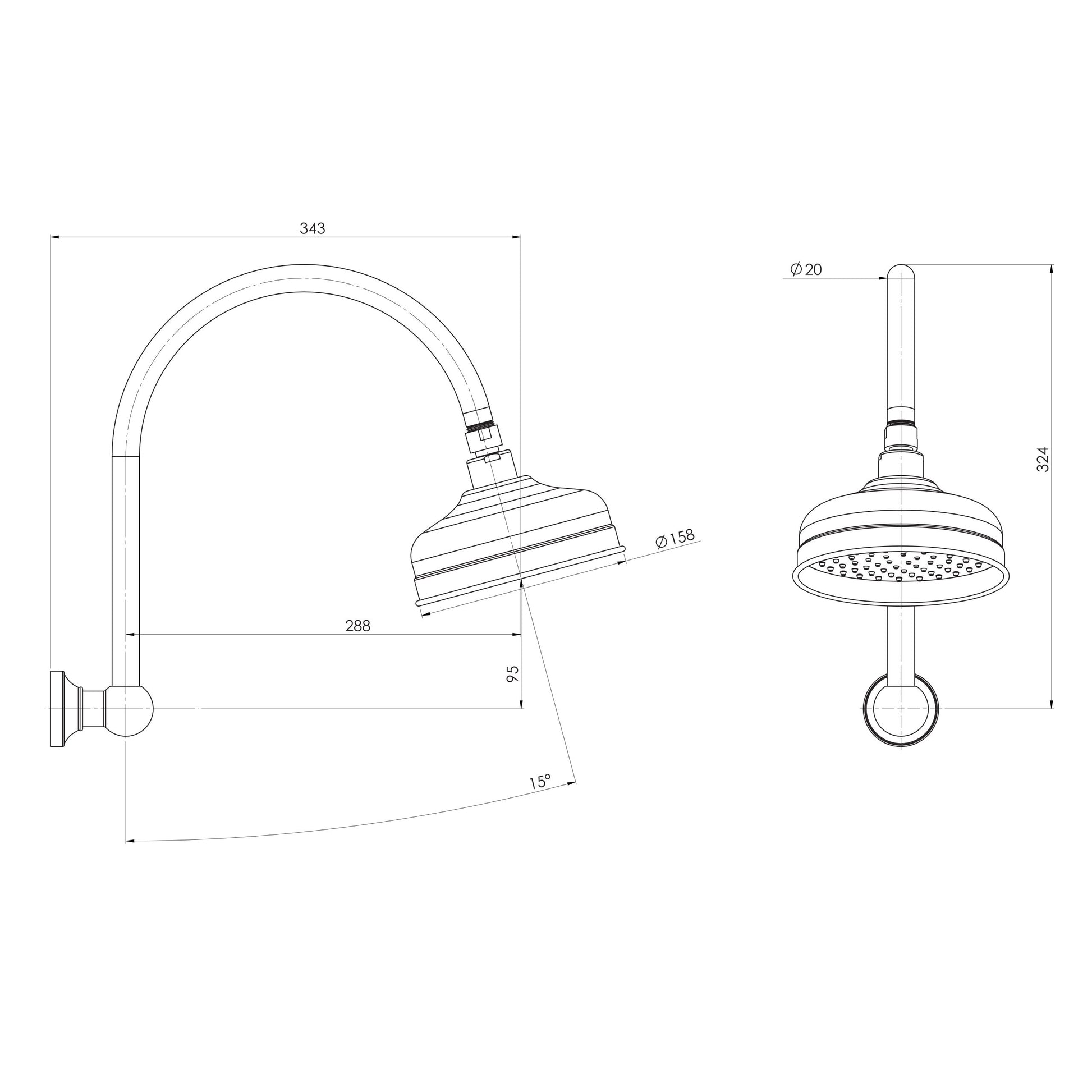 Cromford High-Rise Shower Arm & Rose