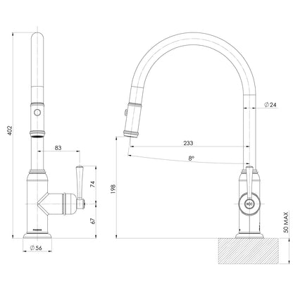 Cromford Pull Out Sink Mixer 230mm