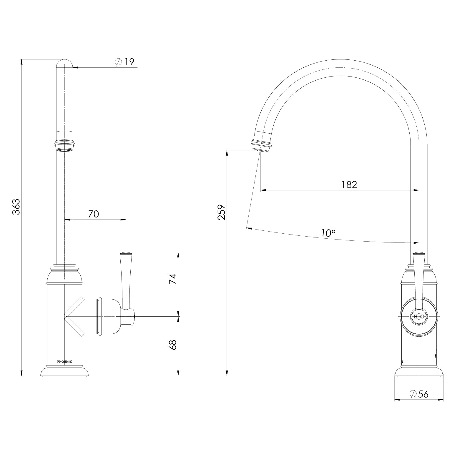 Cromford Sink Mixer 180mm