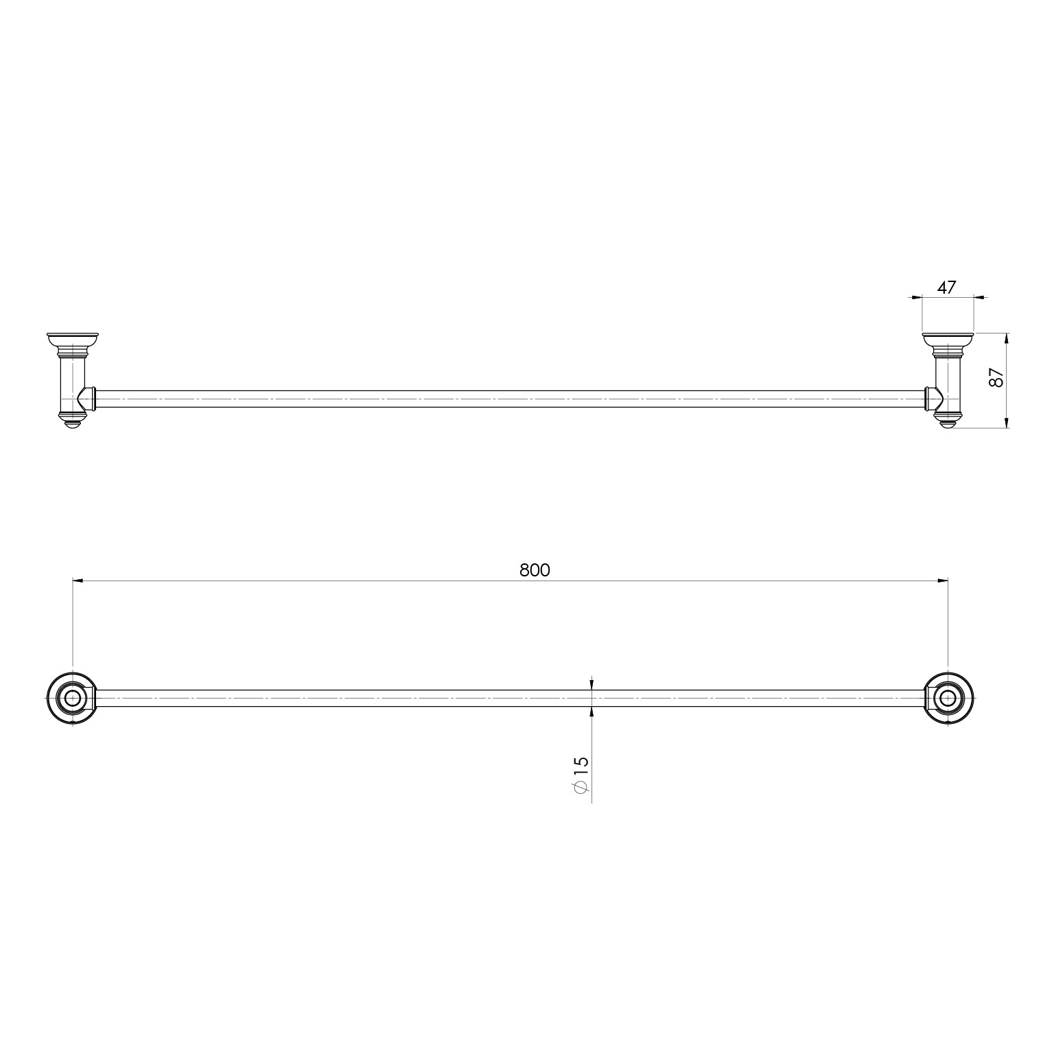 Cromford Single Towel Rail 800mm