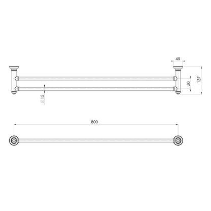 Cromford Double Towel Rail 800mm
