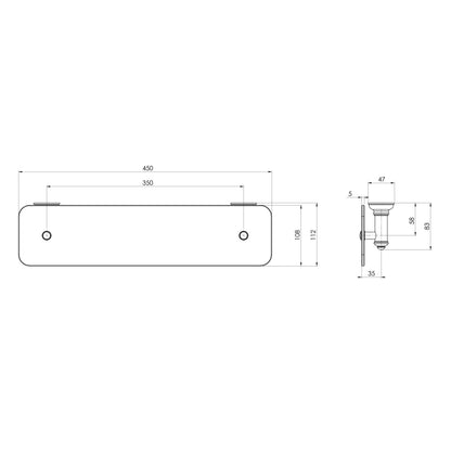 Cromford Glass Shelf 450mm