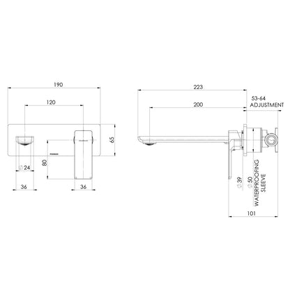 Gloss MKII SwitchMix Wall Basin / Bath Mixer Set 200mm