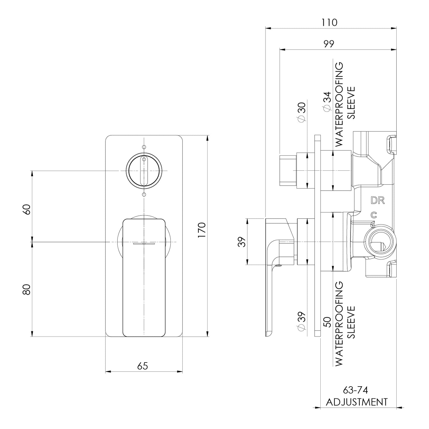 Gloss MKII SwitchMix Shower / Bath Diverter Mixer Fit-Off Kit