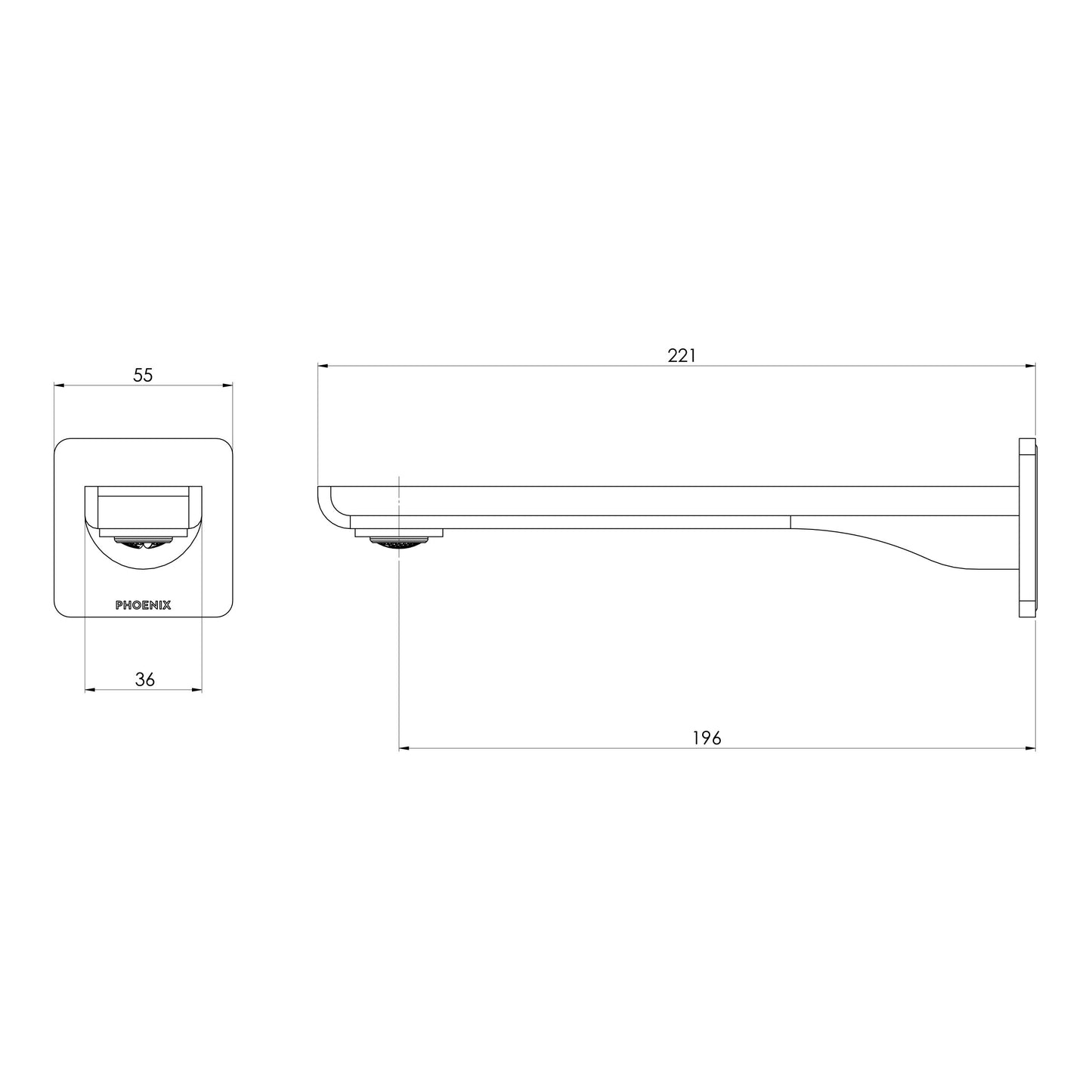 Gloss MKII Wall Basin / Bath Outlet 200mm