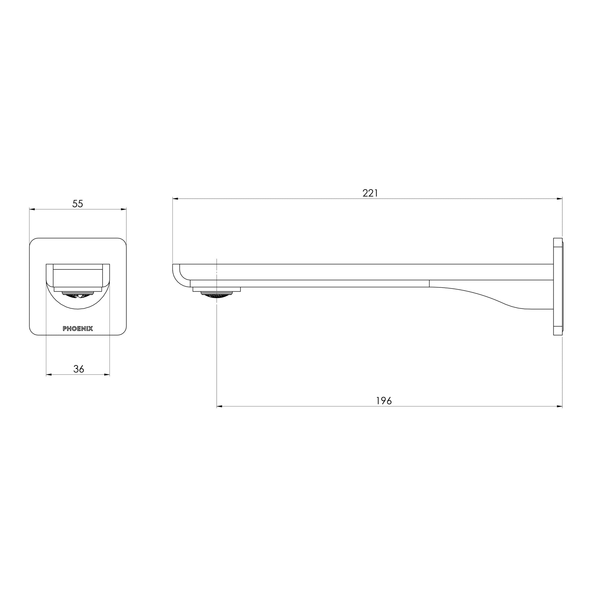 Gloss MKII Wall Basin / Bath Outlet 200mm