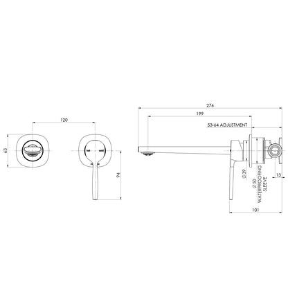 Vask SwitchMix Wall Basin / Bath Mixer Set 200mm