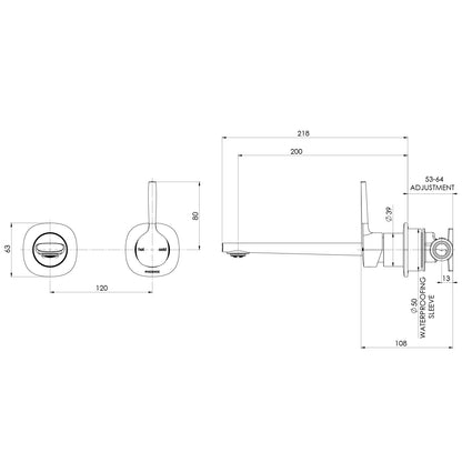 Vask SwitchMix Wall Basin / Bath Mixer Set 200mm Pin Up