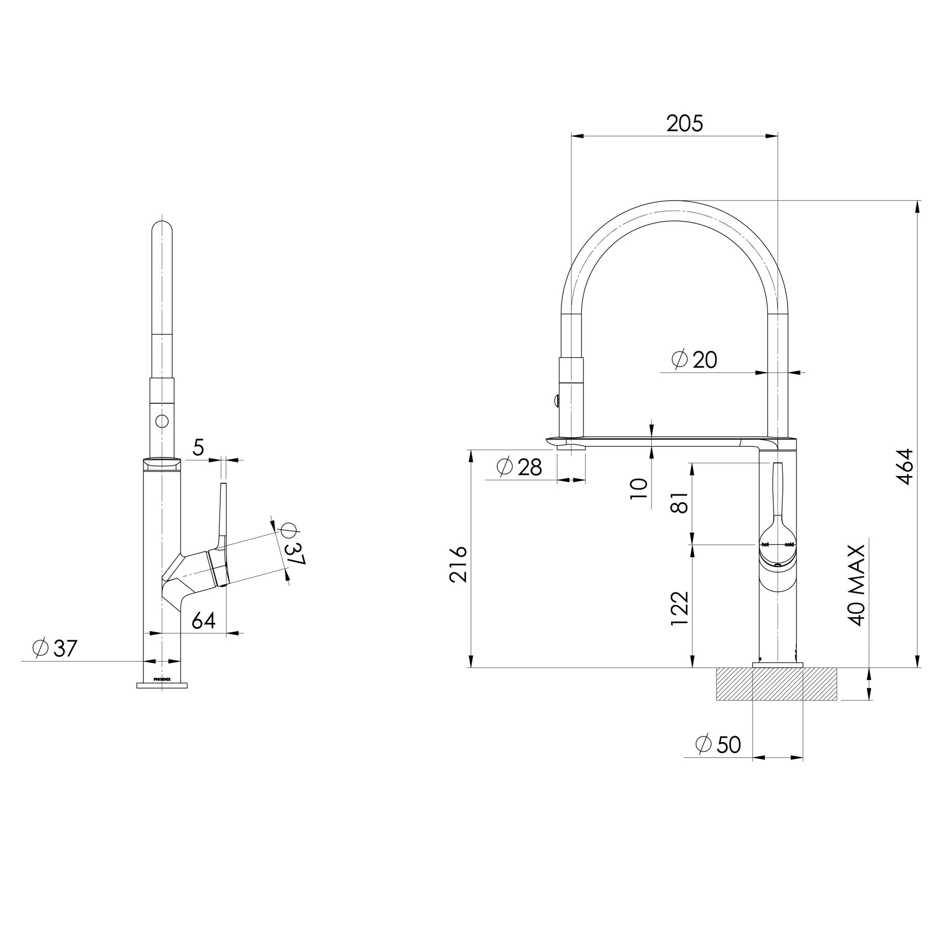 Vask Flexible Hose Sink Mixer 200mm