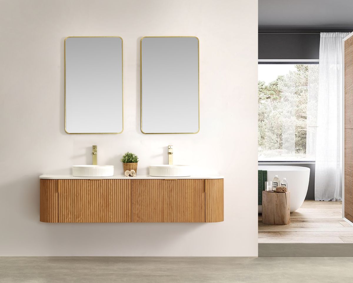 Carysil Forma 1800MM Wall Hung Walnut Side Drawer Vanities