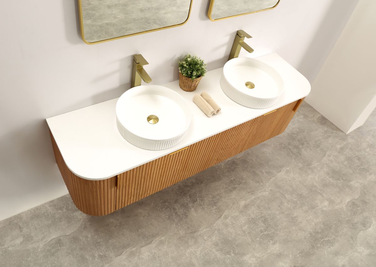 Carysil Forma 1800MM Wall Hung Walnut Side Drawer Vanities