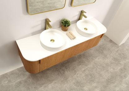 Carysil Forma 1800MM Wall Hung Walnut Side Drawer Vanities