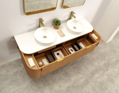 Carysil Forma 1800MM Wall Hung Walnut Side Drawer Vanities