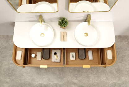 Carysil Forma 1800MM Wall Hung Walnut Side Drawer Vanities