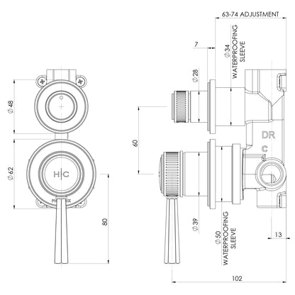 Wiltern SwitchMix Shower / Bath Diverter Mixer Fit-Off Kit