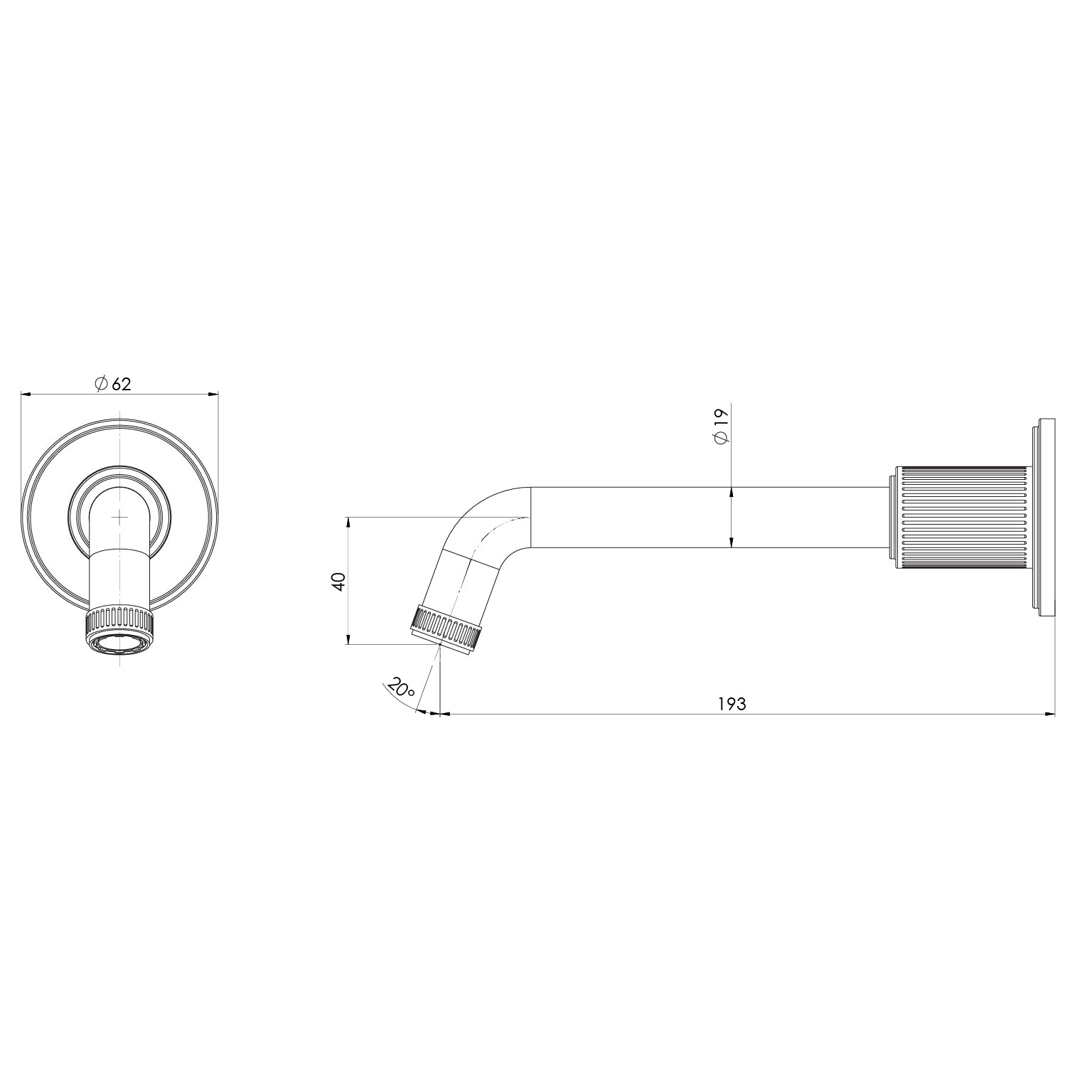 Wiltern Wall Basin / Bath Outlet 190mm
