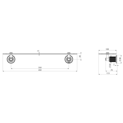 Wiltern Glass Shelf 450mm