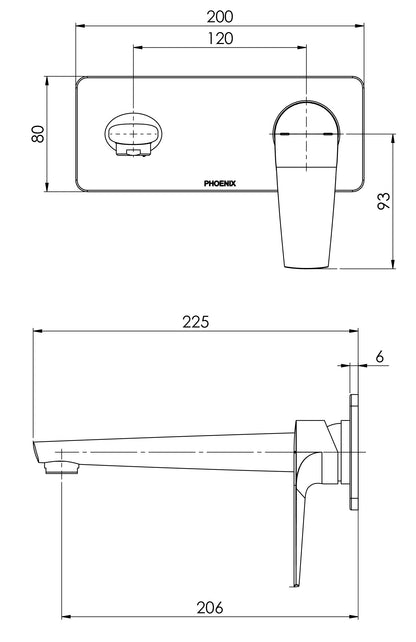 Arlo Wall Basin / Bath Mixer Set 6 Star 200mm Trim Kit Only