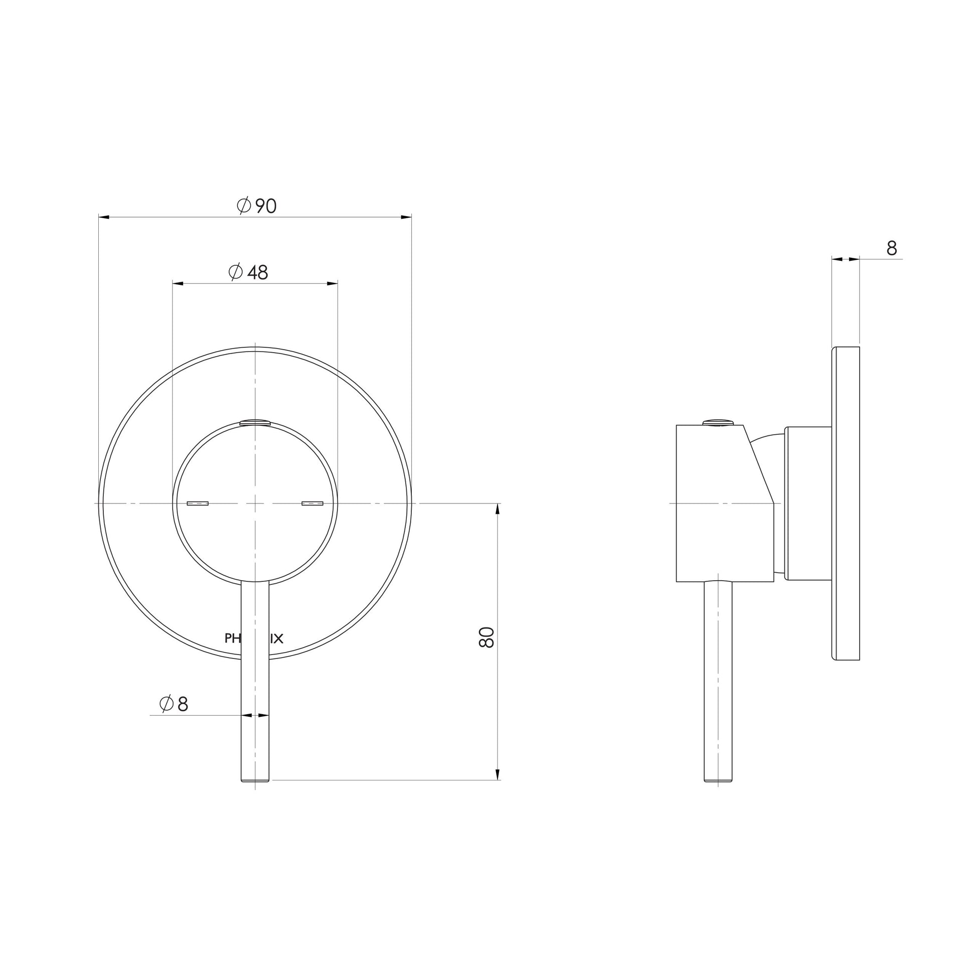 Pina Shower / Wall Mixer Trim Kit Only 90mm