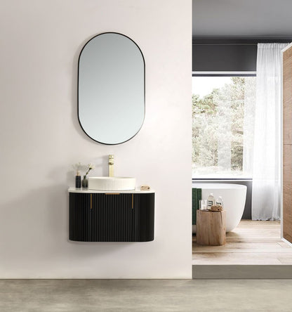 Carysil 750MM Forma Series Wall Hung Black Side Drawer Vanities