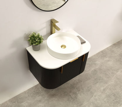 Carysil 750MM Forma Series Wall Hung Black Side Drawer Vanities