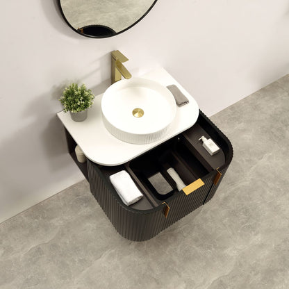 Carysil 750MM Forma Series Wall Hung Black Side Drawer Vanities