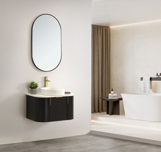 Carysil 750MM Forma Series Wall Hung Black Side Drawer Vanities