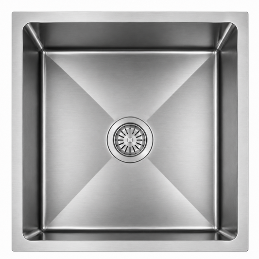 Avenor Handmade Single Bowl Kitchen Sink 450x450mm in Sterling Chrome