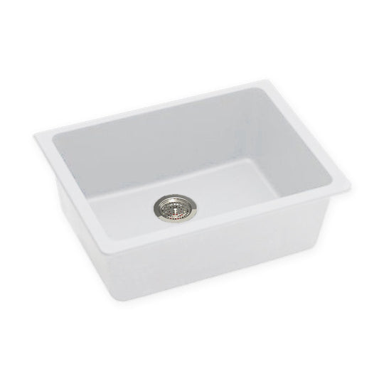 White Granite Quartz Stone Undermount Kitchen Sink Single Bowl 635*470*241mm