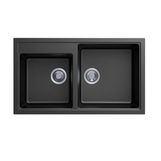 860 x 500 x 205mm Carysil N200 Double Bowl Granite Kitchen Sink Top/Flush/Under Mount