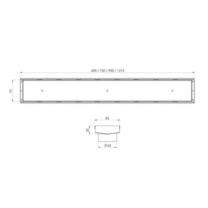 Phoenix V Channel Drain TI 75 x 750mm Outlet 65mm