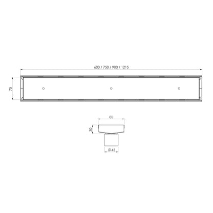 Phoenix V Channel Drain TI 75 x 1215mm Outlet 45mm