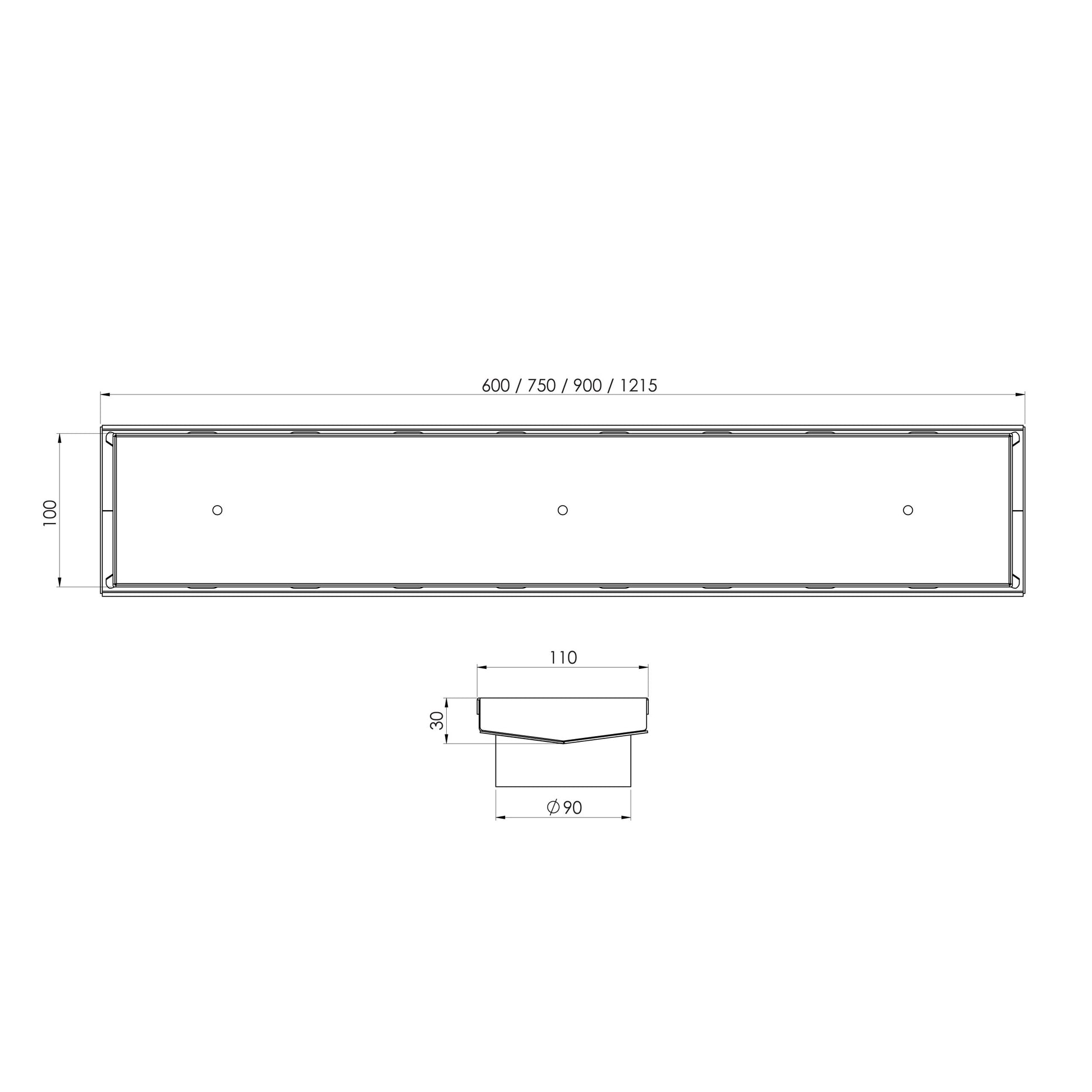 Phoenix V Channel Drain TI 100 x 1215mm Outlet 90mm