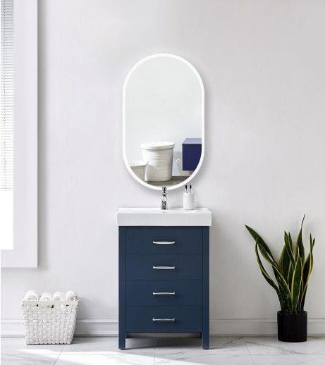 600x900mm Oval 3 Color Lighting LED Mirror Touch Sensor Switch Defogger Pad Wall Mounted Acrylic Mirror