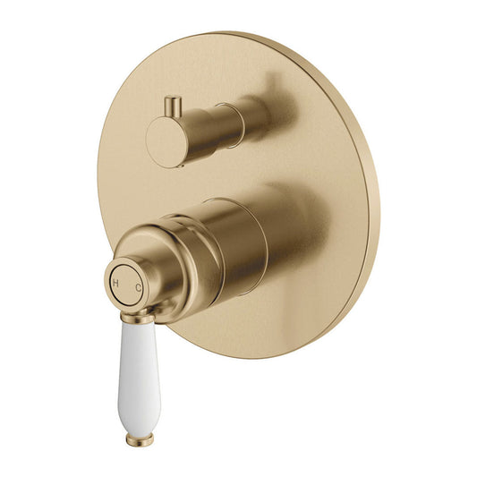 Fienza Eleanor Wall Diverter Mixer, Urban Brass - Ceramic